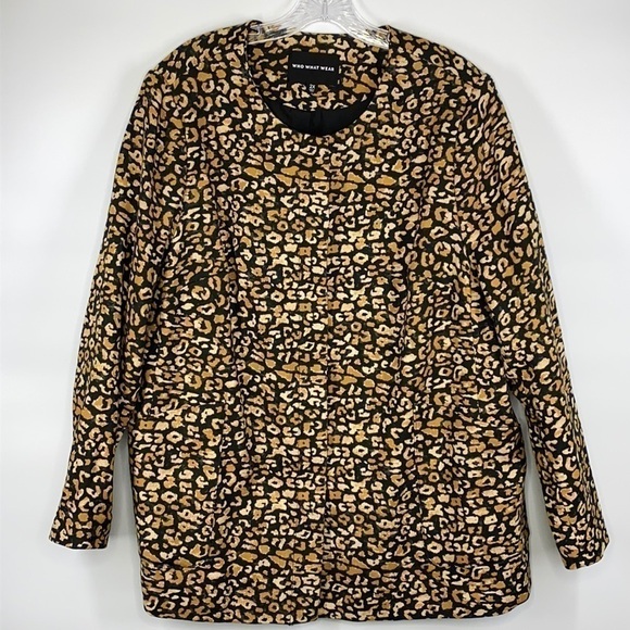 Who What Wear Women's Jacket Lined Cheetah Animal Print Size 2X - Picture 1 of 10
